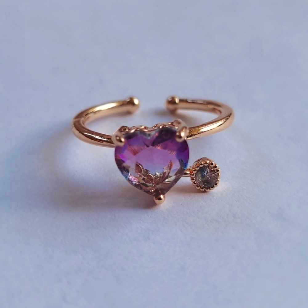 Rose Gold Tone Heart Bjoux Stacking Ring
